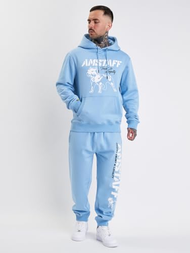 Amstaff Herren Logo 2.0 Hoodie | Baumwolle, Kapuze, Reißverschluss | Lockere Passform | Atmungsaktiv | Hellblau S