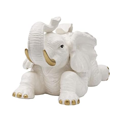 Fitz and Floyd Villa Palm Elephant Ceramic Cookie Jar Figurine, 13 Inch, White Cover