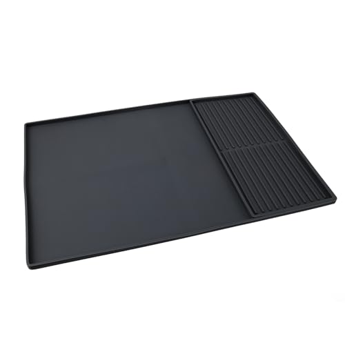 Silicone Coffee Machine Bar Mat with Dual Zones for Efficient Drying and Drip Collection - Non-Slip & Heat Resistant (Black) - Image 2