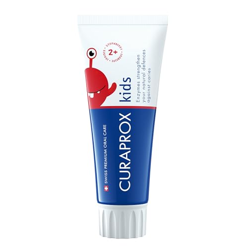 Curaprox Kids Zahnpasta Paste Mit Erdbeer-Geschmack Für Kinder Ab 2 Jahren | Schützt Milchzähne | Fluorid 950 ppm | 60 ml | Hergestellt In Der Schweiz