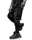  ORANDESIGNE Homme Pantalon Cargo Casual Pantalon Survêtement Hip Hop de Travail Streetwear Tactique T Noir S