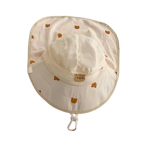 Kids Sun Protections Hat with Neck & Ear Adjustable Beach Hat Child Travel Hat Portable Sun Hat for Boy & Girls Beige