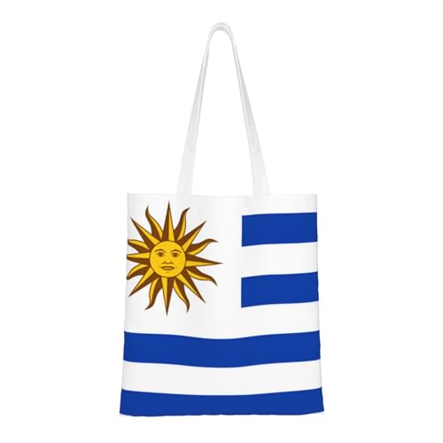 DUYIOKH Bolsas de compras ligeras y reutilizables con estampado de bandera de Uruguay con asas reforzadas, Bandera de Uruguay, Talla única