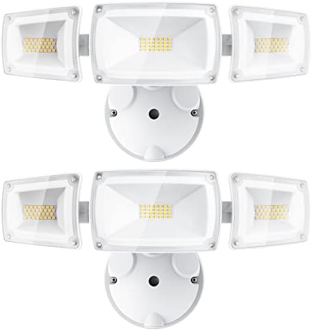USTELLAR 2 Pack 55W LED Flood Light Outdoor, 5500LM Exterior Security Light 5000K Daylight, Waterproof with 3 Adjustable Heads, Switch Controlled Wall Mount Spot Light for Eave, Porch, Backyard