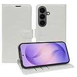 Fertuo Handyhülle für Samsung Galaxy S26 Plus, Magnetische Klapphülle Leder Hülle Flip Case Handytasche mit Ständer und Kartenfach Stoßfeste Silikon-Innenhülle Schutzhülle, Weiß