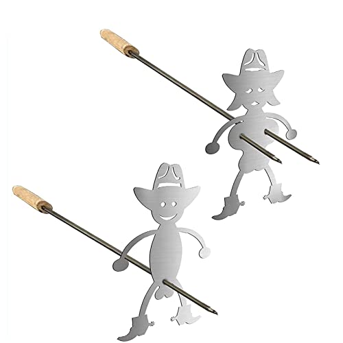 RICHERI 2 sets of marshmallow Grill Sticks, Stainless Steel Grill forks for men and women with hats, hot dog Stand Bonfire Party Family and friends Barbecue Forks by RICHERI - Used condition - CA$23.75