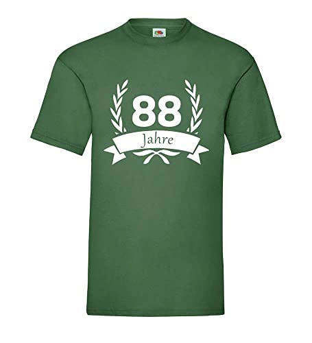T-shirt pour homme avec couronne de laurier 88 ans vert bouteille grande taille XXXL