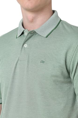 Image of Peter England Men's Premium Branded Regular Fit Half Sleeve Polo T-Shirt | Cotton Rich | Birds Eye Interlock Weave| No Pocket