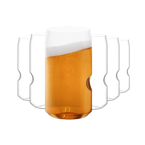 Unbreakable Can Shaped Glass – Set of 6, 16 oz, Dishwasher Safe, BPA-free Tritan, Clear Beer Can Glasses, Shatterproof for Indoor, Outdoor, Everyday Use. Reusable, Made in the USA