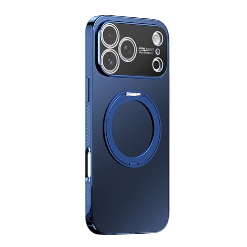 For IPhone 17/17Air/17Pro/17Pro Max�p�P�[�X�A��]�����O�X�^���h���C�J�o�[�A���S�ȃJ�����ی�A�����h�~�A����~�߃V�F��(Blue,17 Pro)