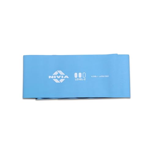 Image of Nivia Stretch Band, Medium Resistance Bands for Workout for Men & Women, Resistance Band for Pull Up, Exercise Band for Home, Theraband for Exercise, 4.5 Kg Resistance (Level - 2, Blue)