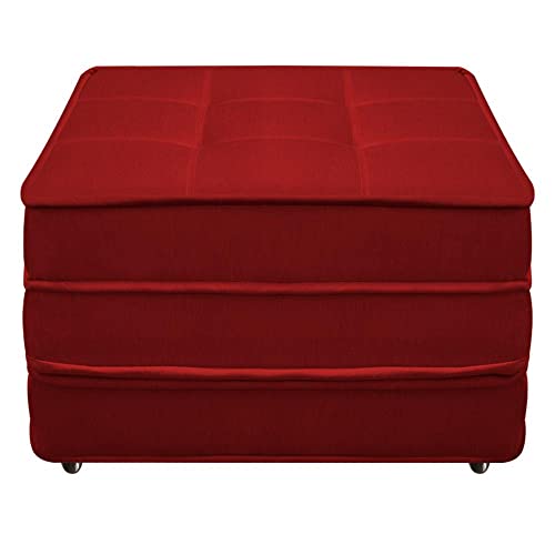 Puff Cama Solteiro Dobrável Camilla Veludo Masserati Vermelho - Global