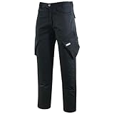 MS9 Mens Cargo Combat Work Trousers Pants Jeans with Knee Pockets T2 Black