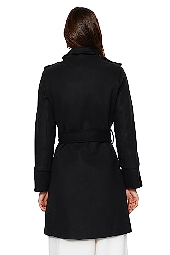Manteau double-breasted noir au style moderne chic
