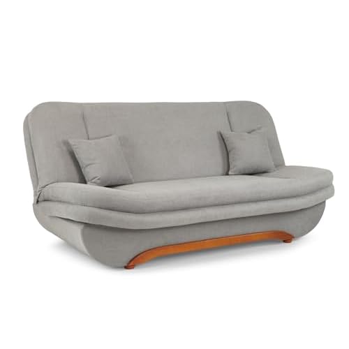 Honeypot Sofabed - Weronika 3 Seater Sofa Bed with Storage - Grey Fabric Couch with Pull Out Sofa Bed | Setup Included | Made in EU | Built to Last