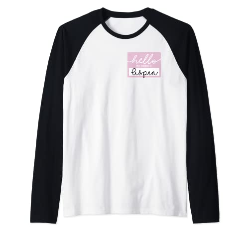 Novedad Hello My Name Is Aspen Mujer Esposa Etiqueta Apodo Divertido Camiseta Manga Raglan
