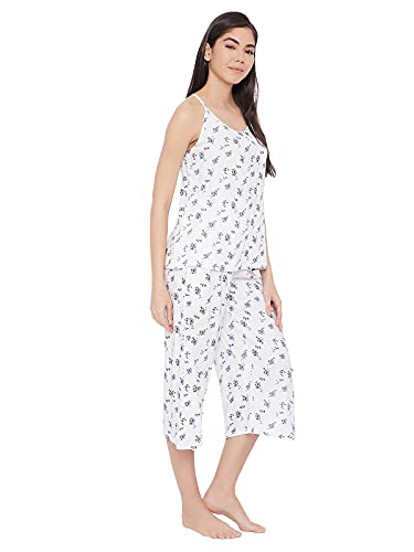 Image of Clovia Women's Rayon Pretty Floral Cami Top & Culottes