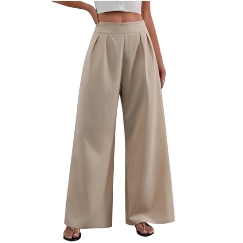 Women High Waist Casual Straight Leg Suit Work Dress Pants Straight Flowy Comfy Business Trousers with Pockets Ladies Slacks