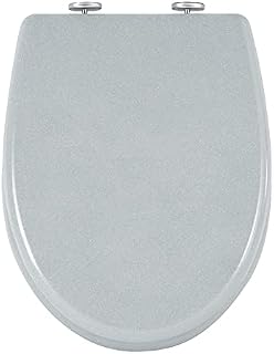 WOLTU Soft Close Toilet Seat,Premium Toilet Seat Quick Release,Anti-Bacterial Loo Seat Top Fixed and Bottom Fixed, Duroplast,O Shape,Sparkle Grey
