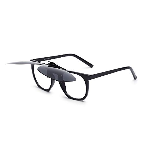 JM Polarized Clip on Sunglasses Frameless Flip Up One Piece Shield Lens for Prescription Glasses3