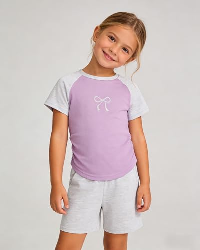 Image of Cakaner Toddler Kids Girl Clothes Floral Letter Graphic Top + Shorts 2PC Girls Summer Short Set