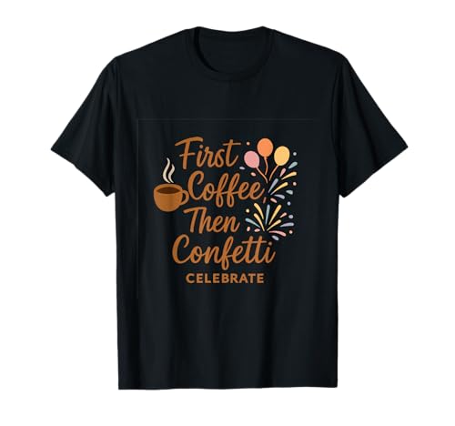 Diseño de guión de Pincel de Confeti y café Camiseta