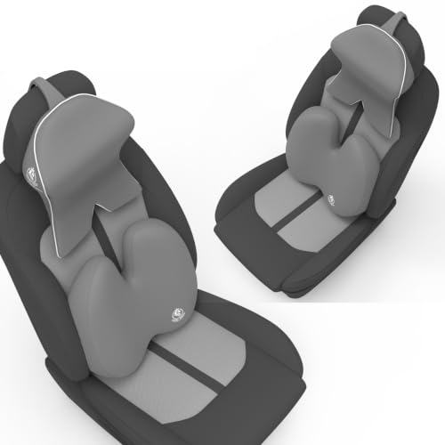 Image of MRRON Large Back Support Neck Rest for Chair & Car Seat, Orthopaedic Lumbar Support Memory Foam Backrest Cushion Designed for Back Pain Relief Pillow for Comfortable Sitting (Grey, Back)