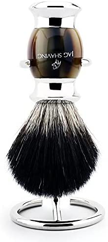 Jag Blaireau de rasage pour homme avec poils de toiture et manche en résine Marron
