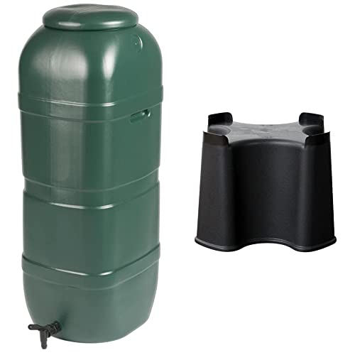 Strata Products Ltd 01-045-155 limline Water Butt avec Couvercle et Robinet, Vert & Starta Slimline Support pour cuve à Eau 100 l Cover