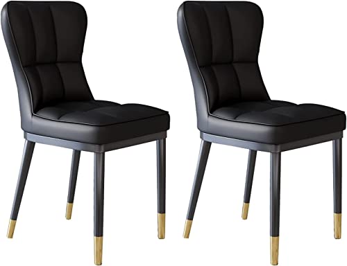 2 sillas de comedor acolchadas de poliuretano nórdico con marco de hierro negro dorado para restaurante/hotel, elegante silla de maquillaje multifuncional, diseño ergonómico