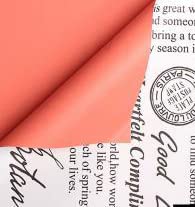 Image of Oasis Cellophane Sheets For Multipurpose Gift-Hamper Packaging 58x58cm, 20 Sheets, 50 Microns Flower Wrapping Double Side Orange & News Paper Print