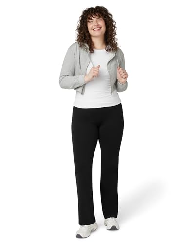 No nonsense Women's Flared Leggings & Lounge Pants, Stay-in-place Wide Waistband, Cotton Blend, No Show Coverage - Black - X-Large - Thumbnail 6