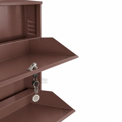 Image of DELITE KOM AIRO 24 inch 3 Shelf Metal Shoe Rack Wall Mounted for Home with Lock | Air-Vent Designer Panels Keep Shoes Odour-Free | Holds 9 Shoes or 15 Slipper Pairs | 1Yr Warranty | 41x24x5 Coffee | DIY