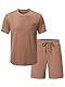 Meilicloth Herren T Shirt und Shorts Sommer Leichte 2-Teiliges Set Outfit Trainingsanzug Freizeitanzug Jogginganzug Herren Mode Casual Sweatsuits für Jeden Tag Kamel XL
