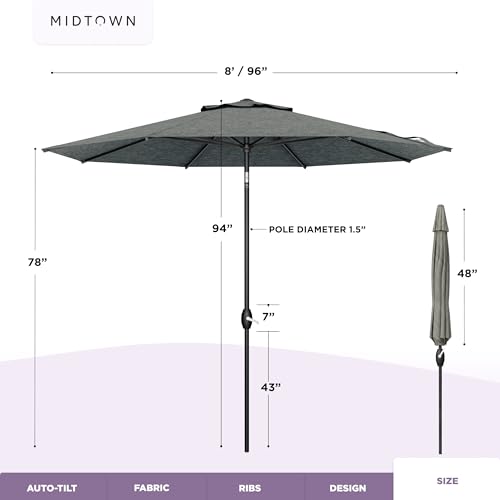 Image of Midtown Umbrellas Lean - 8 Ft Patio Umbrella, Greige Canopy
