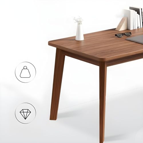 Bureau moderne en noyer 79 cm avec pieds massifs en bois véritable