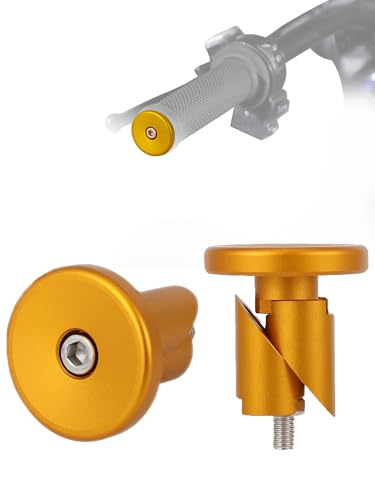 BAOUFF Bar End Plugs,CNC Adjustable 13-19mm Universal for 7/8" 22mm Handlebar for Motorcycle Dirt Pit Street Bike ATV Bicycle Mountain Bike Off Road-Gold