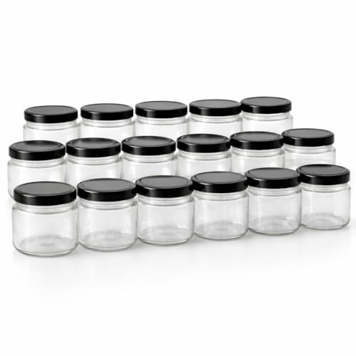 MASSTEELGER 12 Oz, 18 Pack Glass Jars with Leakproof Lids – Reusable Containers for Sauces, Butter, Nut Spreads, Sugar Scrubs, Bath Salts, Pantry Storage, Homemade Gifts & Candle Jars