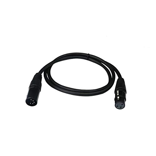 SinLoon (1m) DMX Stage Light Cable,DJ XLR Cable, 3-Pin Female XLR to 5-Pin Male XLR DMX Turnaround Connection for Moving Head Light Par Light Spotlight with XLR Input & Output (5male)