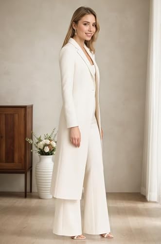 Suits for Women Business Casual 3 Piece V Neck Womens Suit Long Blazer Vest Pants Tuxedo Pant Suit3