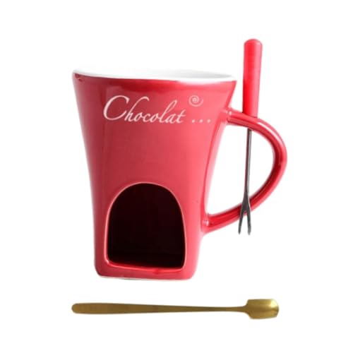 Ailan Pentola per fonduta di Cioccolato Tazza per arricchire l'esperienza della fonduta, servire delizie con Stile, ma Anche Gelato Set di pentole per in Porcellana per Cioccolato, Rosso, 11x8.3 cm