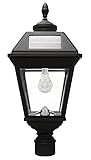 Gama Sonic GS-97B-F Imperial Bulb Light Outdoor Solar Lamp, 3' Post Fitter Mount, (Warm White LED, Black