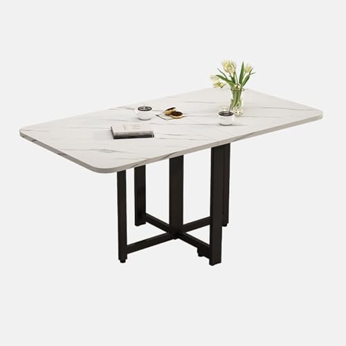 Mesa de comedor plegable extensible que ahorra espacio, diseño de hojas caídas, patas ajustables, soporte anticaídas, acero al carbono duradero para mayor estabilidad, perfecta para espacios pequeños