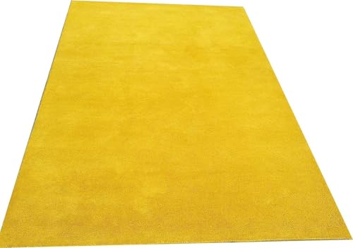 Soft Plain Handmade Woolen Carpets for Living Room Anti Slip Thick Carpet Collection for Drawing Room Yellow Color Size 10x12 feet