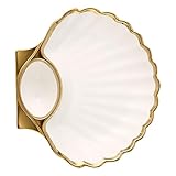 BIUDECO Plato de Cerámica Diseño Creativo en Forma de Concha, Color Blanco Puro, para Dumplings, Sushi y Aperitivos, Plato para Salsa y Vinagre, Tamaño Mediano, Adecuado para Servir