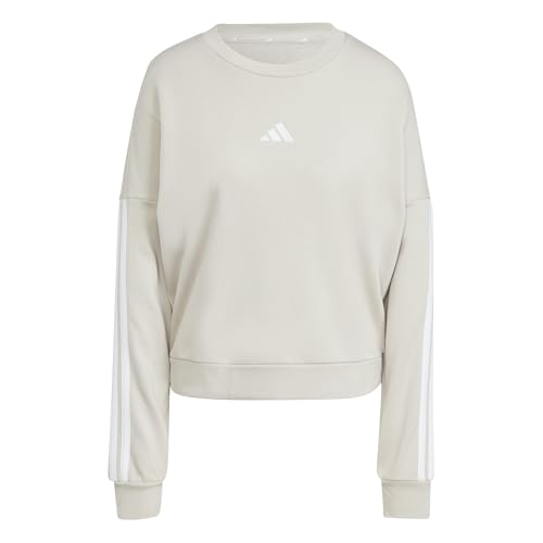 adidas Damen Essentials 3-Stripes French Terry Sweatshirt, Wonder Alumina/White, M