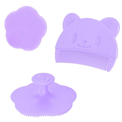 2 Cepillo de Ducha Bebe,Cepillo Costra Láctea Bebe, Masaje del Cuero Cabelludo, Peine Bebe Adecuado para Recién Nacidos,Bebés (Púrpura)