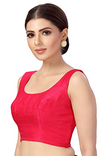 Studio Shringaar Women's Readymade Art Silk Sleeveless Saree Blouse