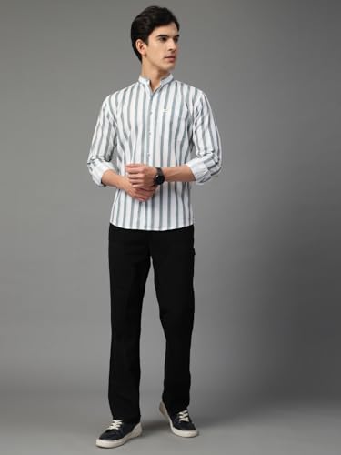 Image of Majestic Man Men's Pure Cotton Mandarin Collar Slim Fit Casual Shirt