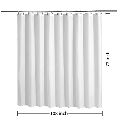 Image of ALYVIA SPRING Extra Wide Fabric Shower Curtain Liner Waterproof - 108 inch x 72 inch, Soft & Lightweight Wide Shower Curtain with Magnets, Machine Washable - 108x72, White